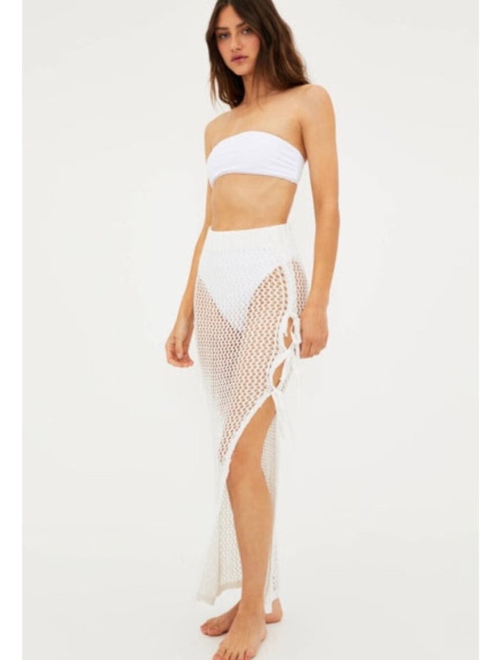 Beach Riot Cover up, crochet, full length skirt, white, women's XS, Brand New